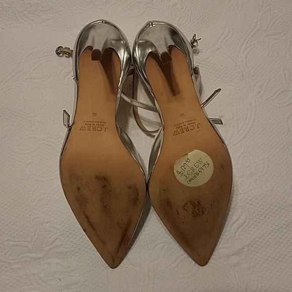 New J. Crew Collection Silver Leather Shoe, sz 10 - Picture 7 of 10